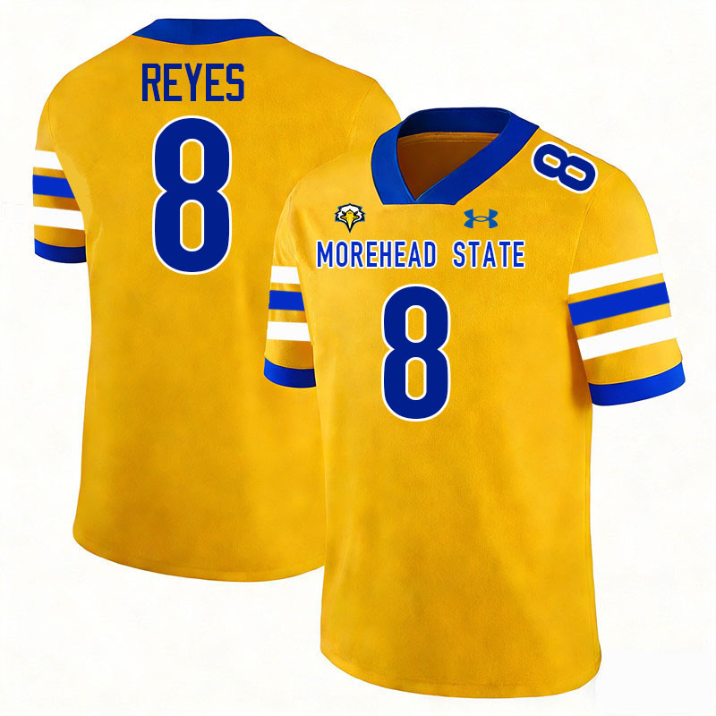 Morehead State Eagles #8 Mateo Reyes College Football Jerseys,Uniforms-Gold